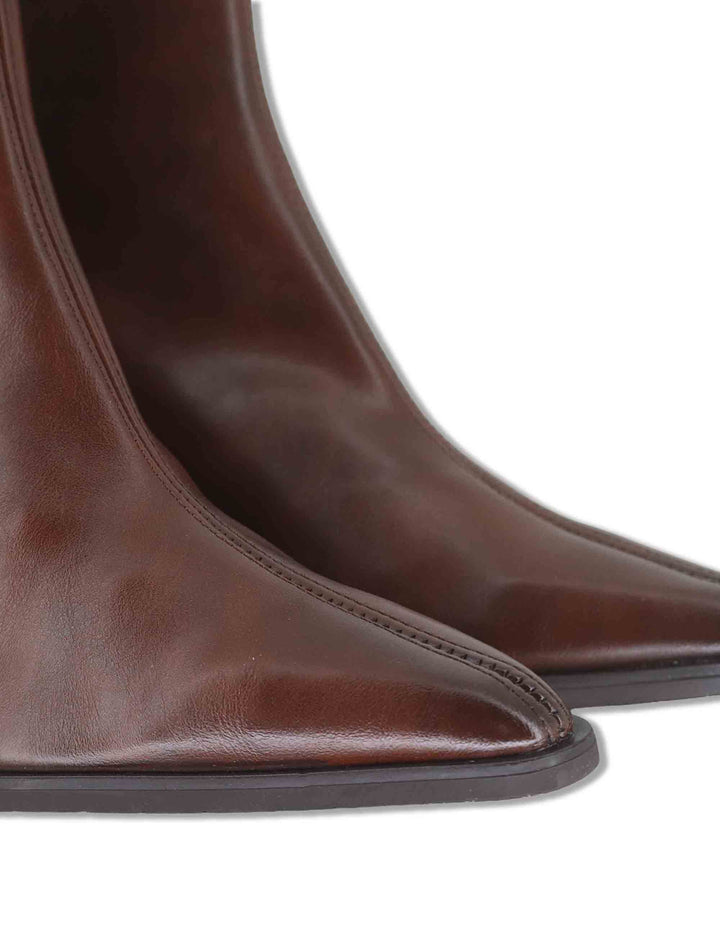 Stivaletti donna in eco pelle elasticizzata marrone con tacco medio e suola ultra softt 78151 51 Miss Elastic 