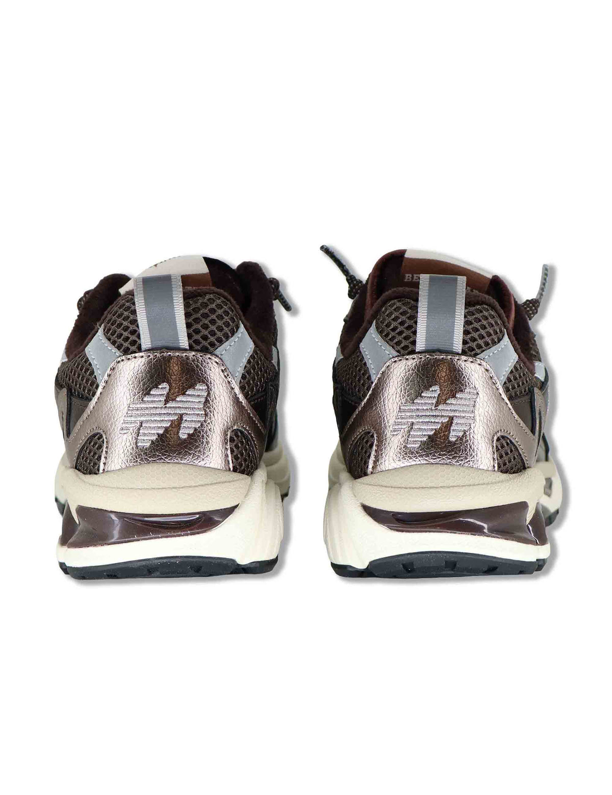 Sneakers donna in pelle e tessuto marrone con lacci elastici MELROSE 58 MRP 
