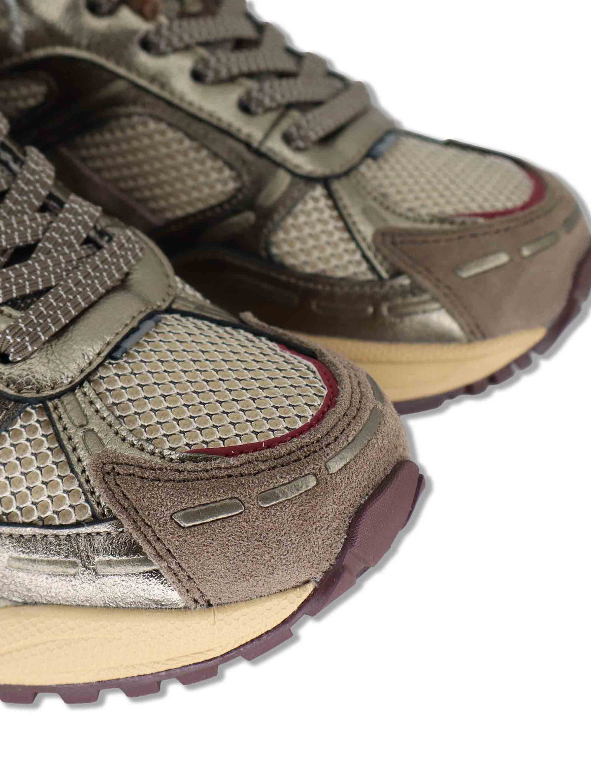 Sneakers donna in pelle e tessuto grigio con lacci elastici MELROSE 59 MRP 