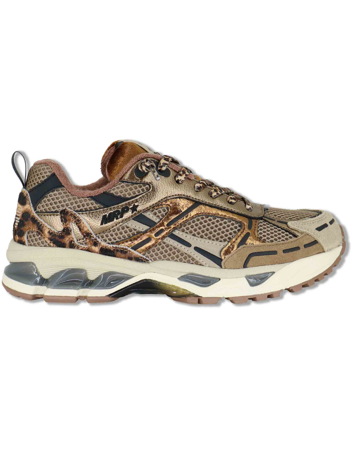 Sneakers donna in pelle e tessuto bronzo con lacci elastici MELROSE 62 MRP 