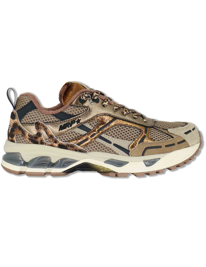 Sneakers donna in pelle e tessuto bronzo con lacci elastici MELROSE 62 MRP 