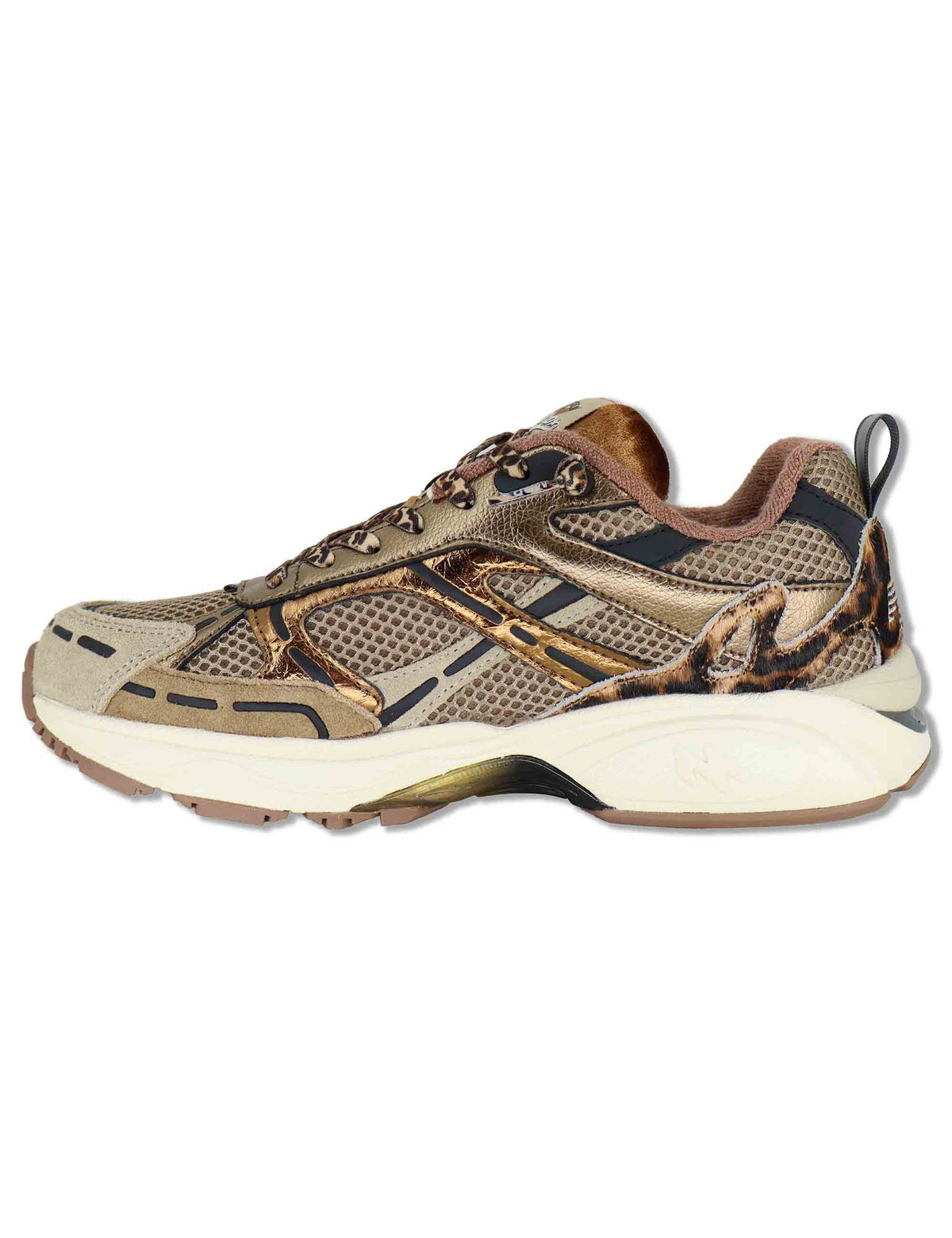 Sneakers donna in pelle e tessuto bronzo con lacci elastici MELROSE 62 MRP 