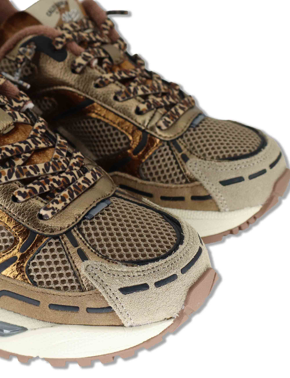 Sneakers donna in pelle e tessuto bronzo con lacci elastici MELROSE 62 MRP 