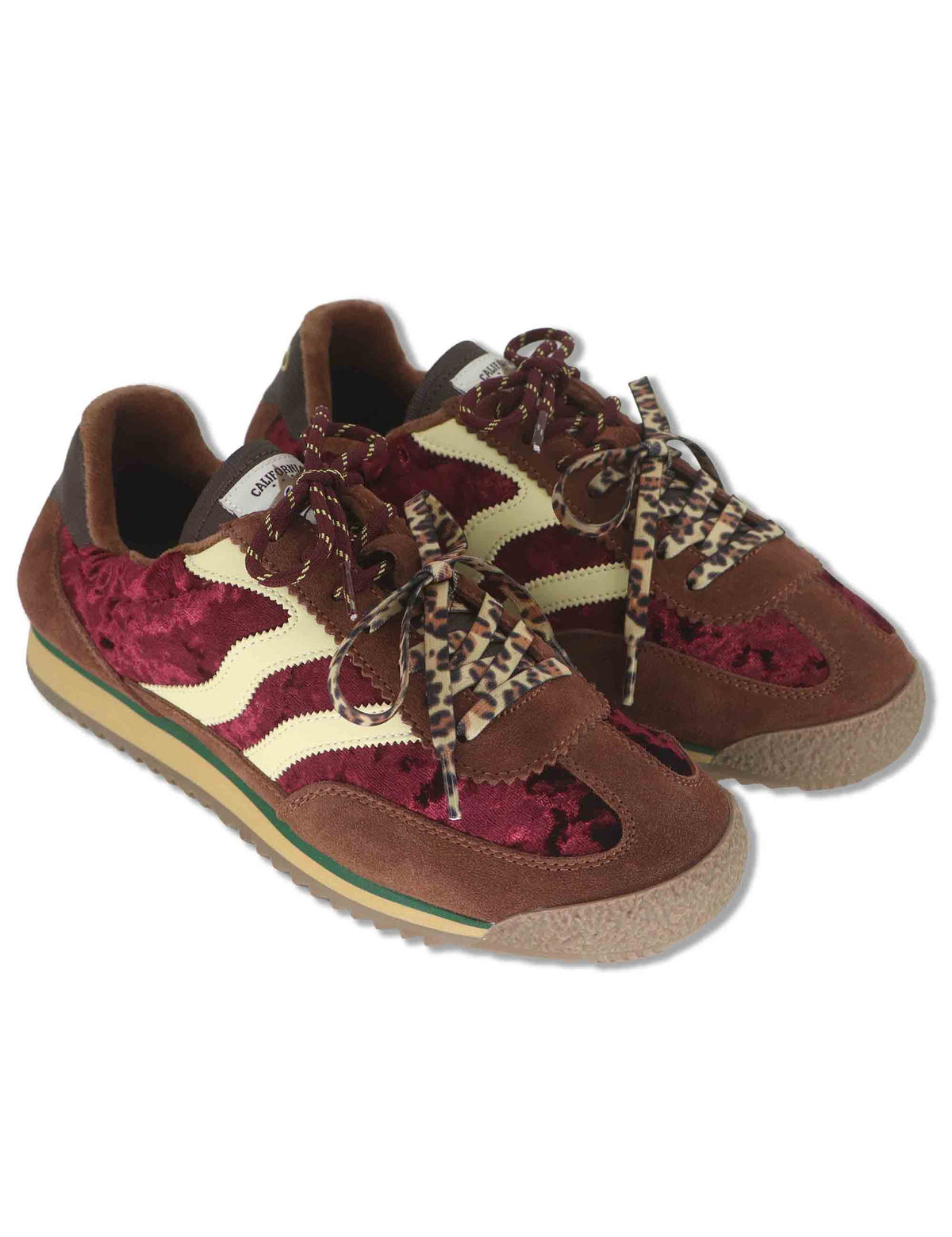 Sneakers donna in velluto e pelle bordeaux vintage con suola bassa UTAH 10 MRP 