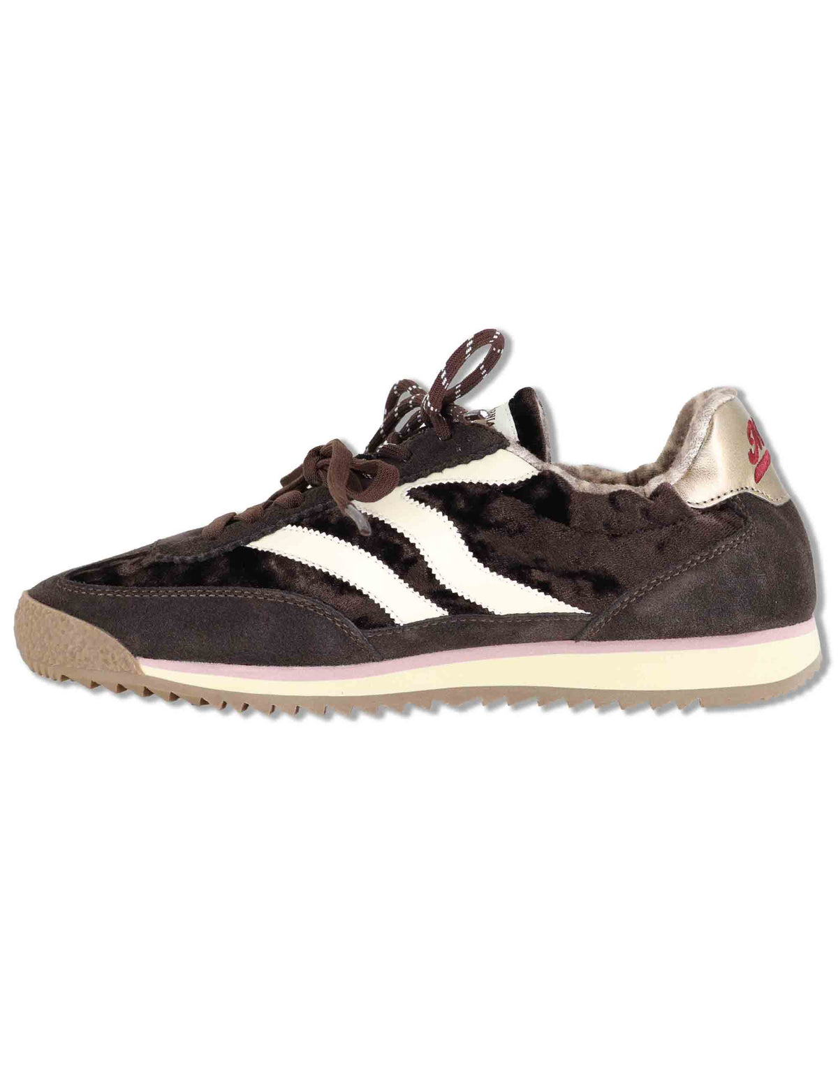 Sneakers donna in velluto e pelle marrone vintage con suola bassa UTAH 12 MRP 