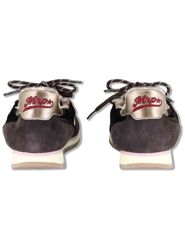 Sneakers donna in velluto e pelle marrone vintage con suola bassa UTAH 12 MRP 