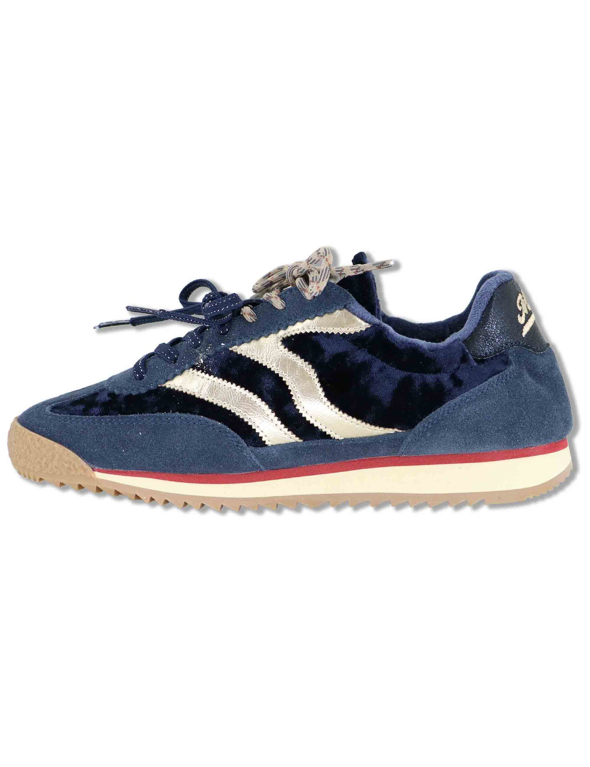 Sneakers donna in velluto e pelle blu vintage con suola bassa UTAH 9 MRP 