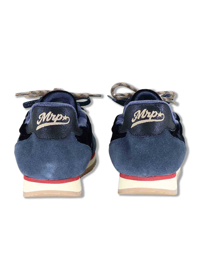 Sneakers donna in velluto e pelle blu vintage con suola bassa UTAH 9 MRP 