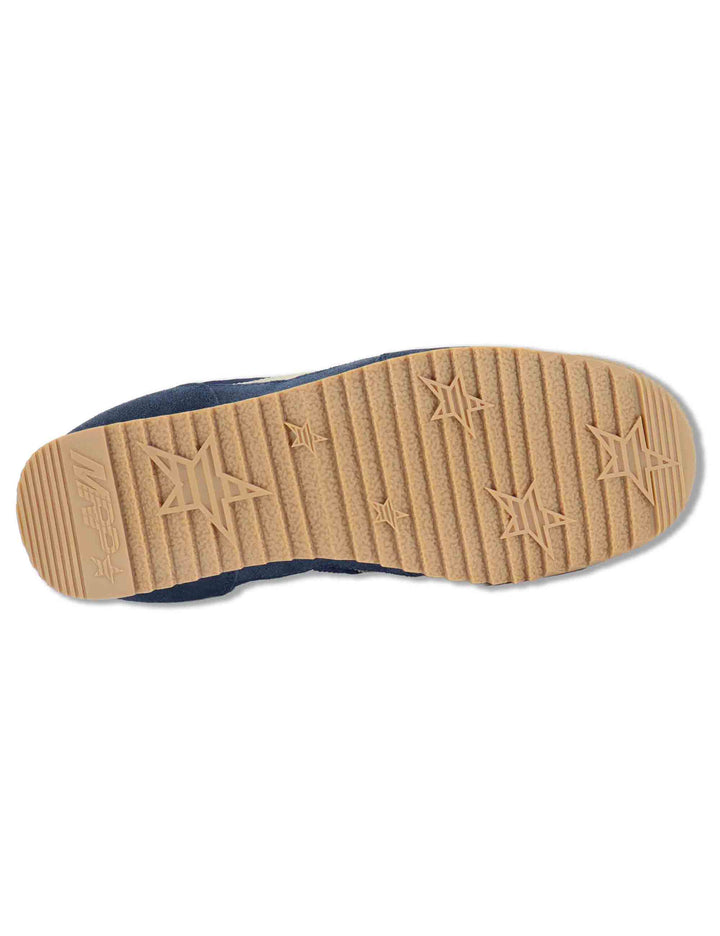 Sneakers donna in velluto e pelle blu vintage con suola bassa UTAH 9 MRP 