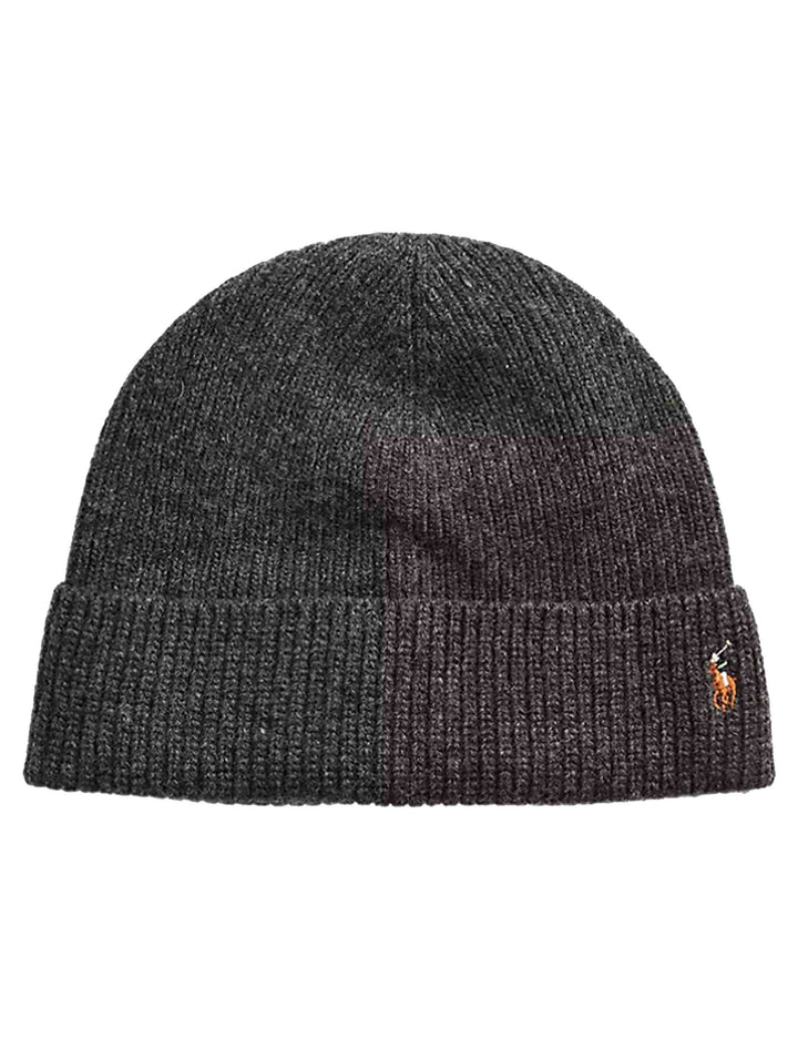 Berretto in misto lana grigio con pony ricamato e risvolto 449863337 002_GREY Polo Ralph Lauren 