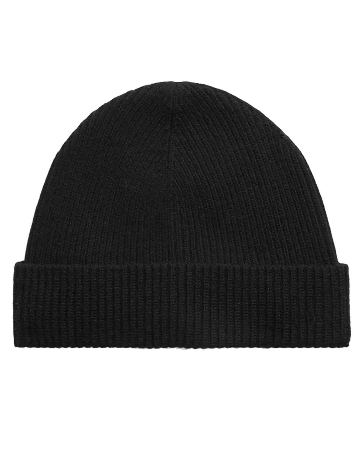 Berretto in misto lana nera con pony ricamato e risvolto 449959337005 001_BLACK Polo Ralph Lauren 