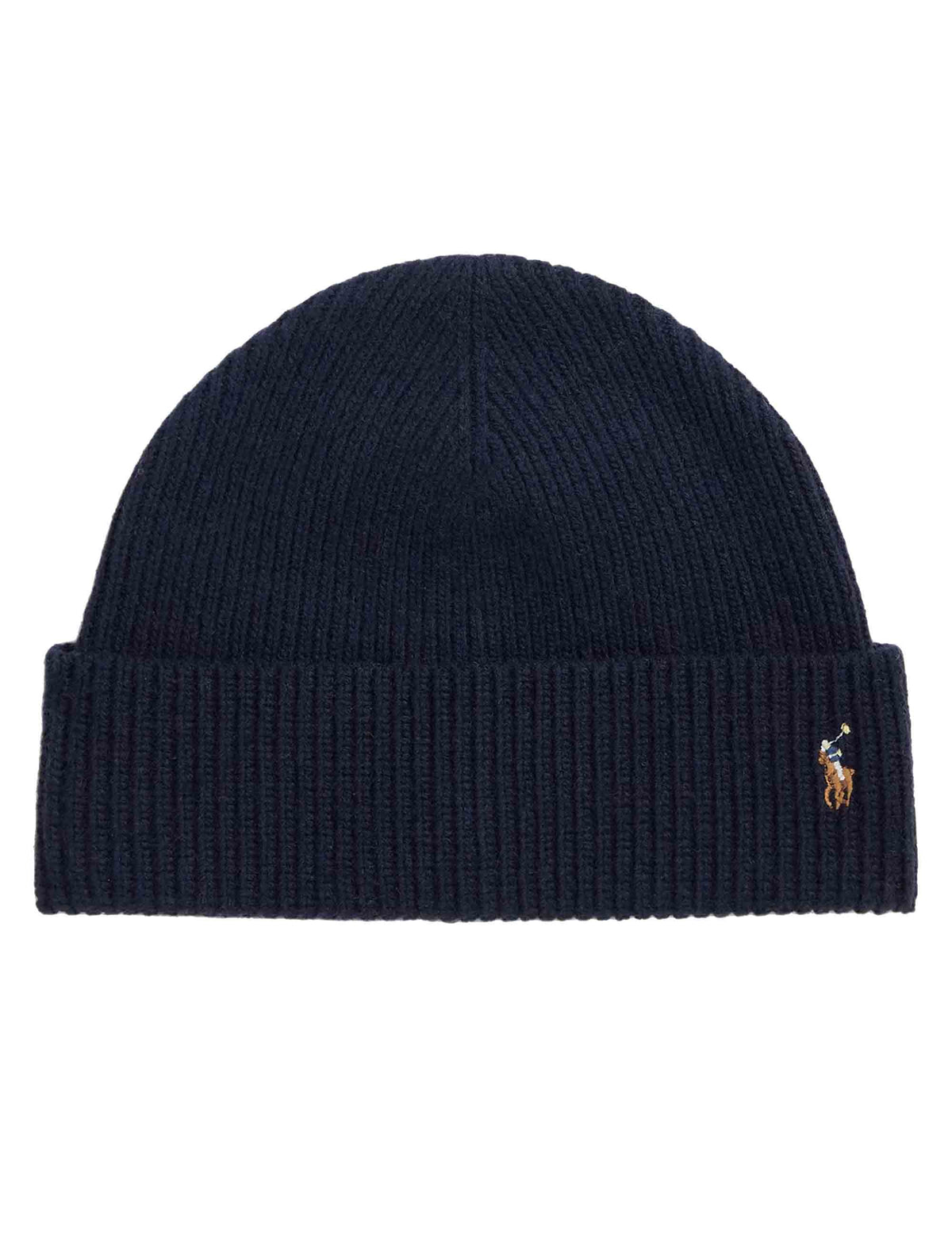 Berretto in misto lana blu con pony ricamato e risvolto 449959337005 005_BLUE Polo Ralph Lauren 