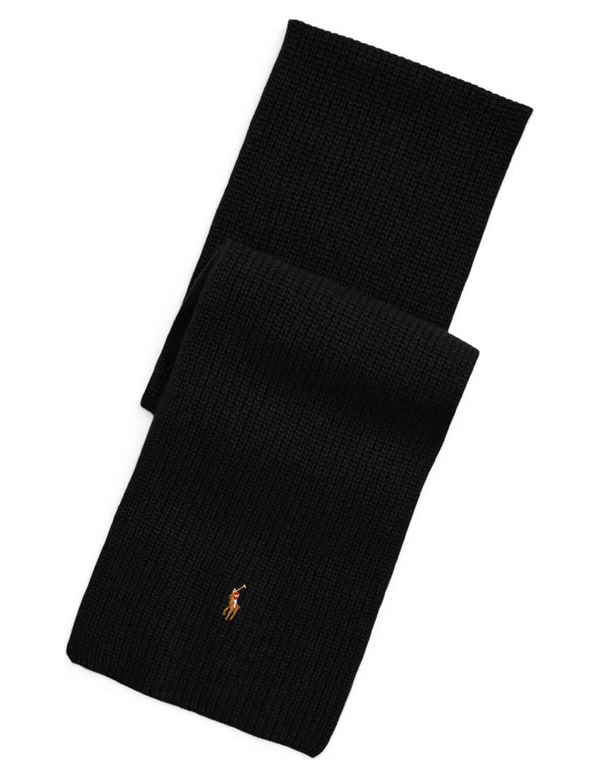 Sciarpa in lana merino nero con ricamo iconico 449959353001 BLACK Polo Ralph Lauren 