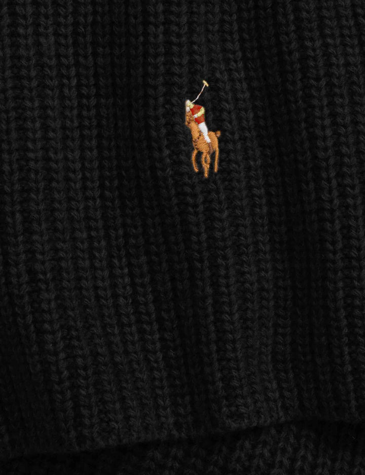 Sciarpa in lana merino nero con ricamo iconico 449959353001 BLACK Polo Ralph Lauren 