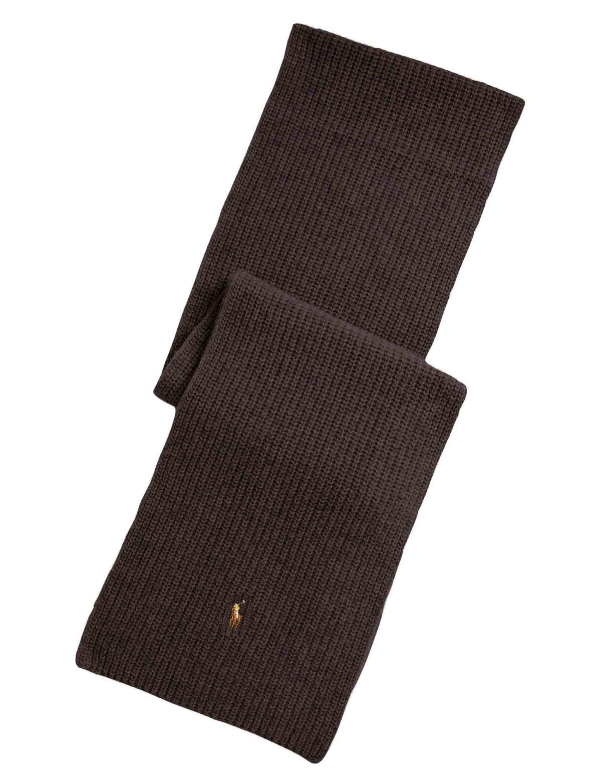 Sciarpa in lana merino marrone con ricamo iconico 449959353007 DRK BROWN Polo Ralph Lauren 