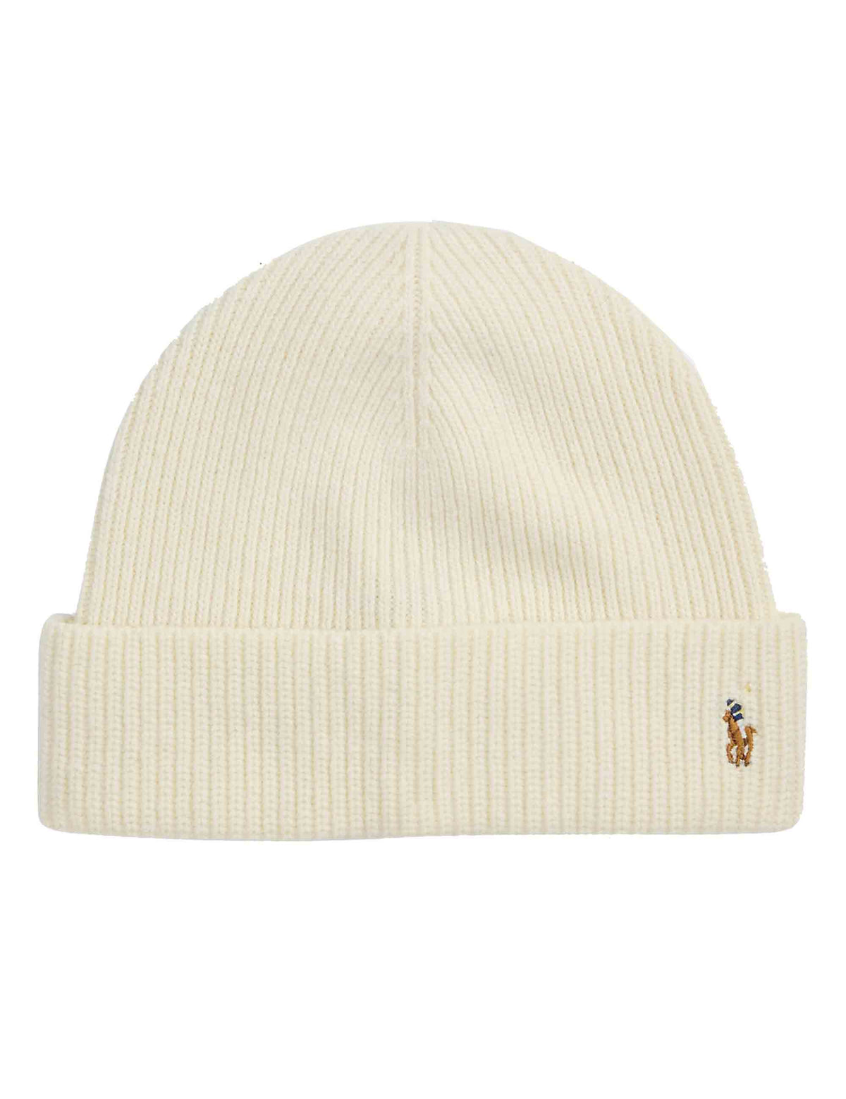 Berretto in misto lana bianca con pony ricamato e risvolto 449964247001 WHITE Polo Ralph Lauren 
