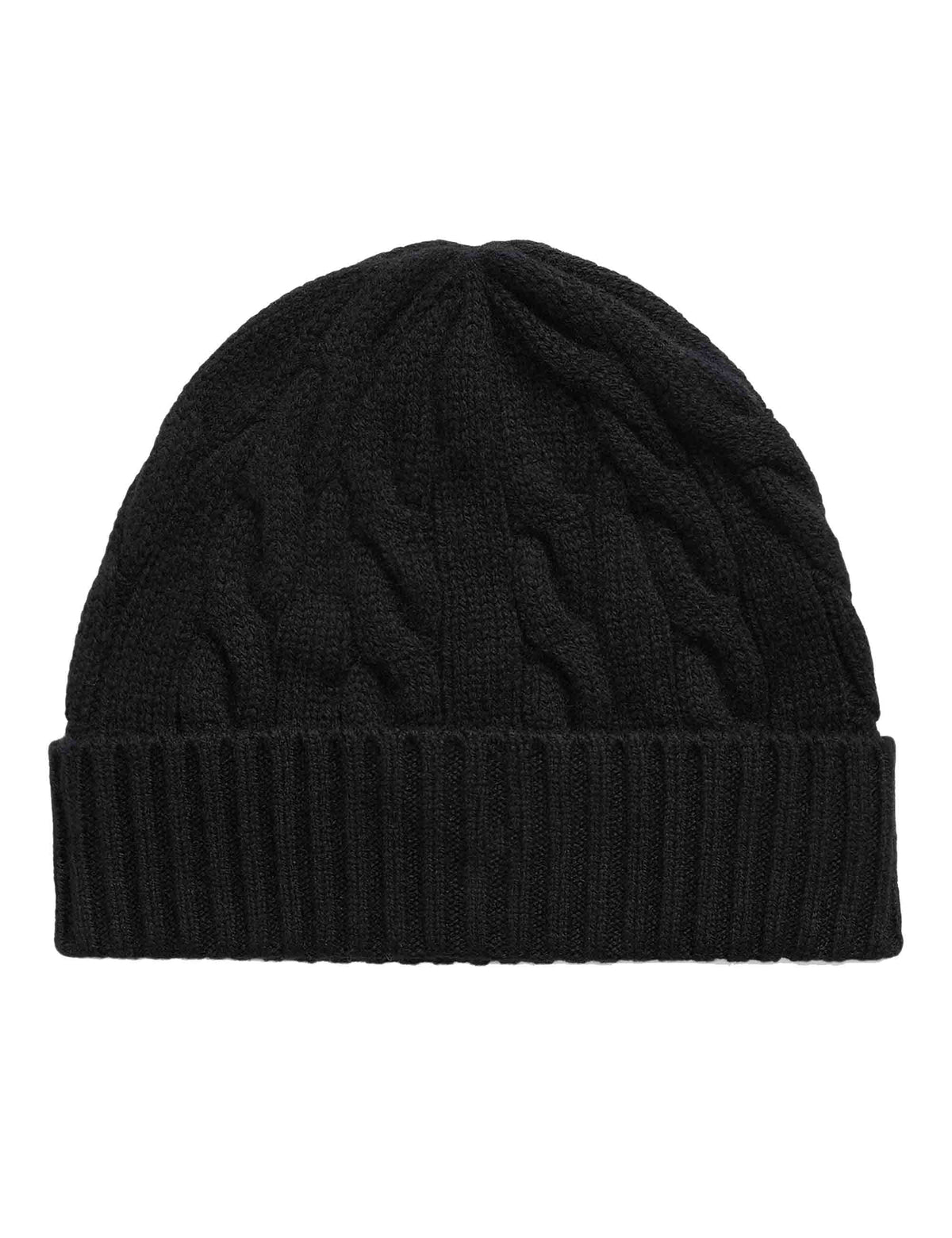 Berretto in lana e cashmere a trecce marrone con pony ricamato 710B23668003 BLACK Polo Ralph Lauren 
