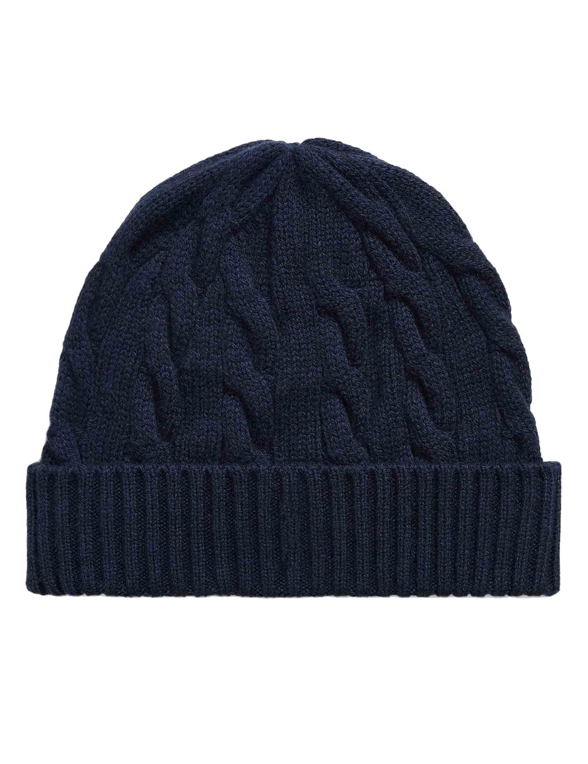 Berretto in lana e cashmere a trecce blu con pony ricamato 710B23668003 BLUE Polo Ralph Lauren 