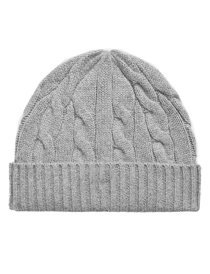 Berretto in lana e cashmere a trecce grigio con pony ricamato 710B23668003 GREY Polo Ralph Lauren 