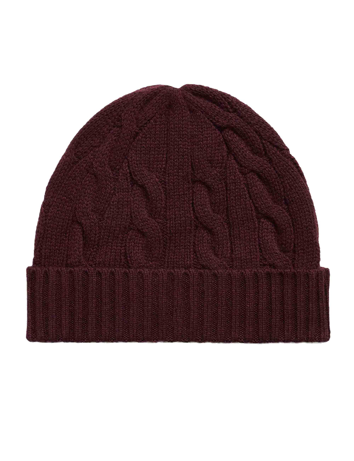 Berretto in lana e cashmere a trecce bordeaux con pony ricamato 710B23668009 WINE Polo Ralph Lauren 