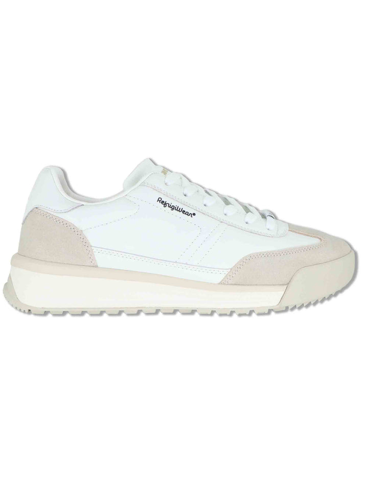 Sneakers uomo in pelle bianca con riporti in tinta e suola leggera F6JOGGER01 WHI RefrigiWear 