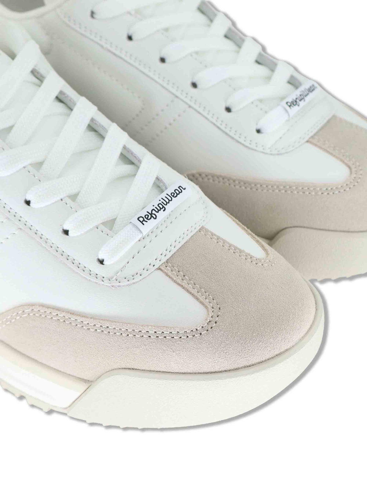 Sneakers uomo in pelle bianca con riporti in tinta e suola leggera F6JOGGER01 WHI RefrigiWear 