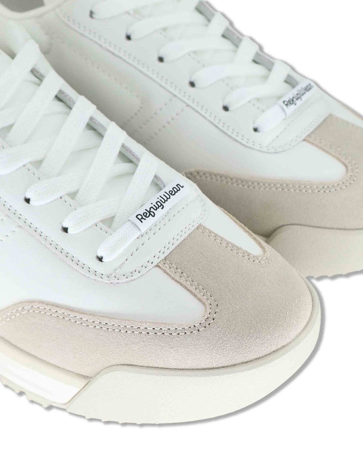 Sneakers uomo in pelle bianca con riporti in tinta e suola leggera F6JOGGER01 WHI RefrigiWear 