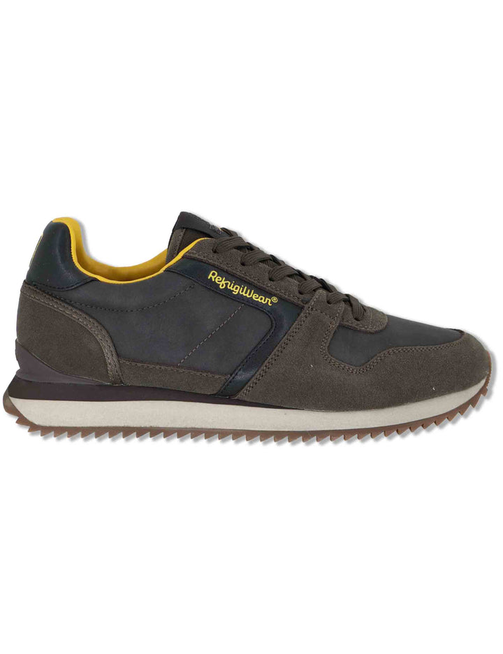 Sneakers uomo in pelle marrone con riporti in tinta e suola leggera F6RIDGE01 DKB RefrigiWear 