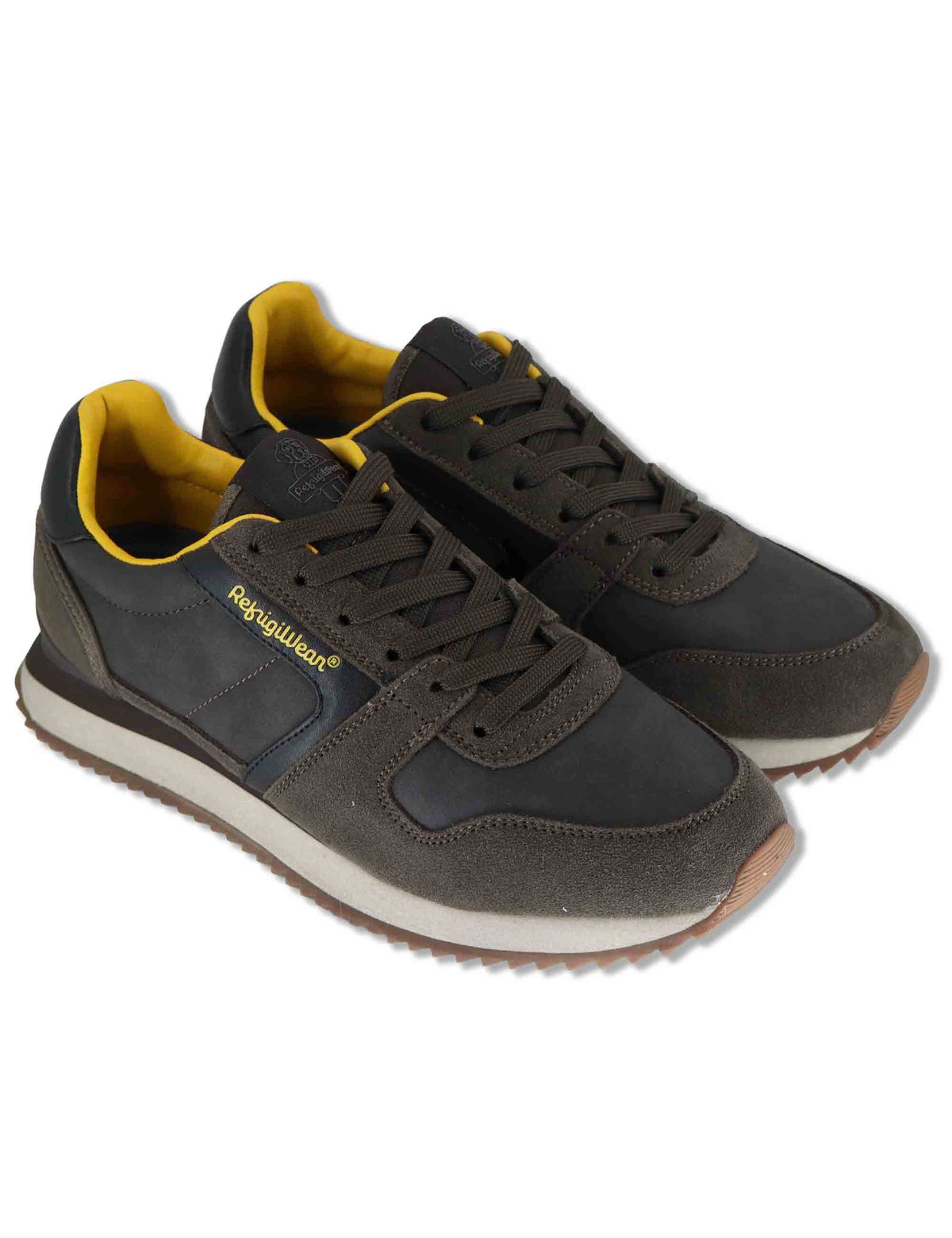 Sneakers uomo in pelle marrone con riporti in tinta e suola leggera F6RIDGE01 DKB RefrigiWear 