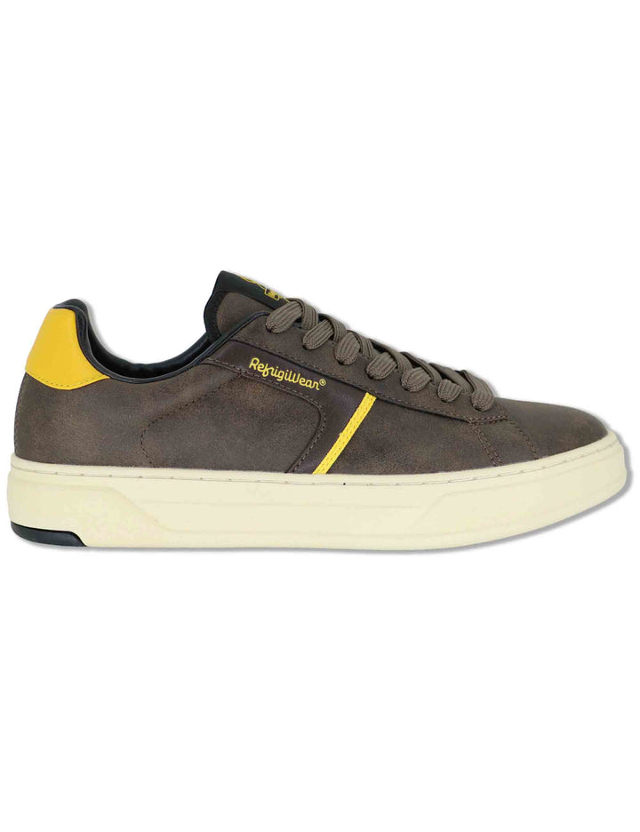 Sneakers uomo in pelle marrone con riporti a contrasto e suola leggera F6SOHO01 DKB RefrigiWear 