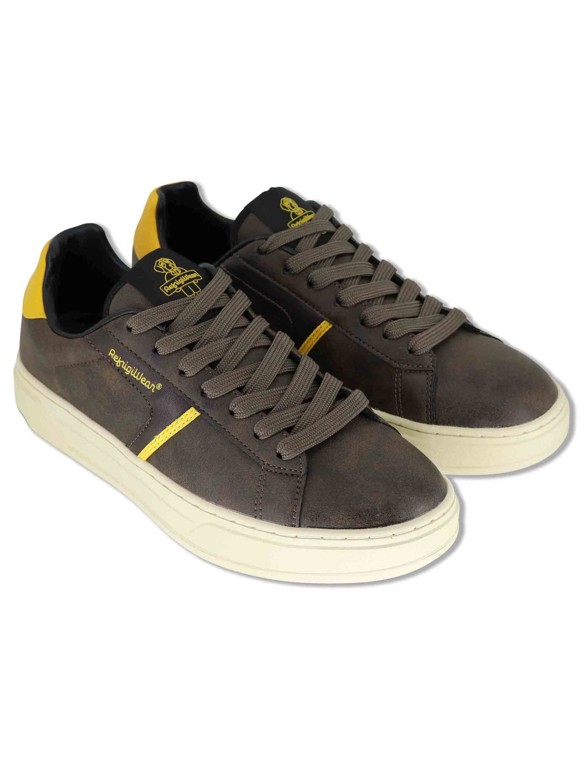 Sneakers uomo in pelle marrone con riporti a contrasto e suola leggera F6SOHO01 DKB RefrigiWear 