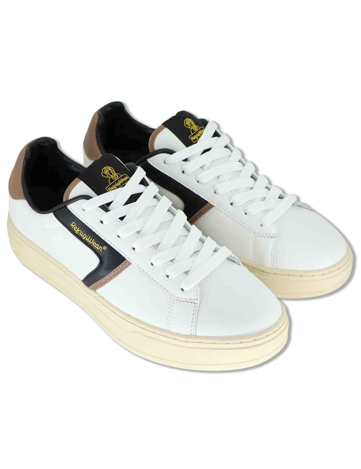 Sneakers uomo in pelle bianca con riporti a contrasto e suola leggera F6SOHO01 WHI RefrigiWear 
