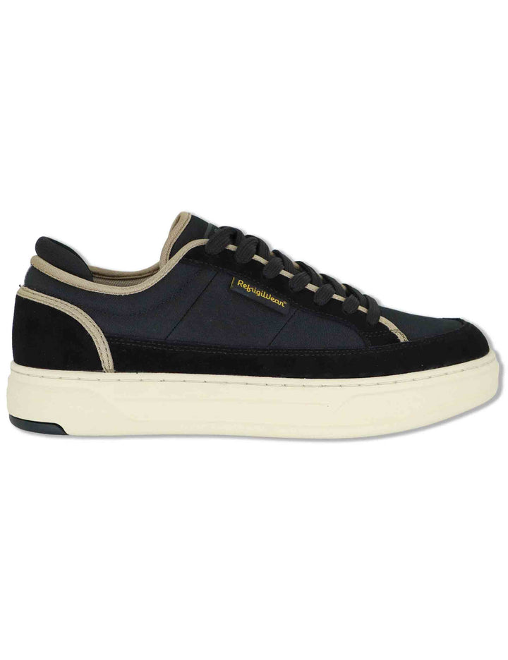 Sneakers uomo in pelle e tessuto nero con riporti a contrasto e suola leggera F6SOHO02 BLK RefrigiWear 