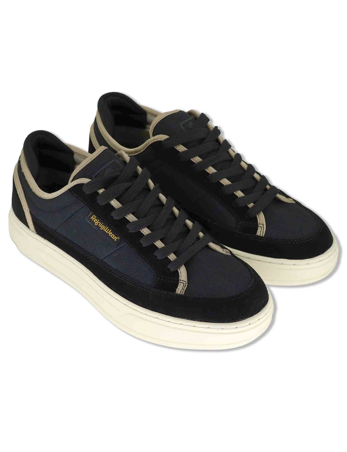 Sneakers uomo in pelle e tessuto nero con riporti a contrasto e suola leggera F6SOHO02 BLK RefrigiWear 