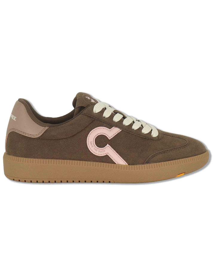 Sneakers donna in tessuto marrone stile minimal con inserti a contrasto 100% vegan F6GAIA02 BRW Save The Duck 