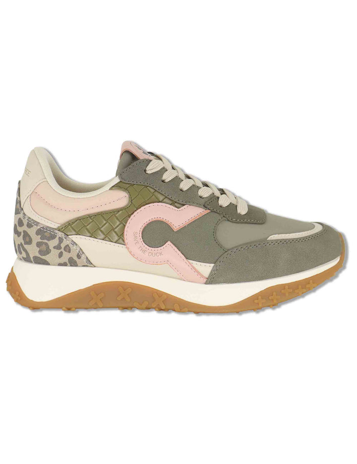 Sneakers donna in tessuto verde con inserti a contrasto 100% vegan F6STAR01 MIL Save The Duck 