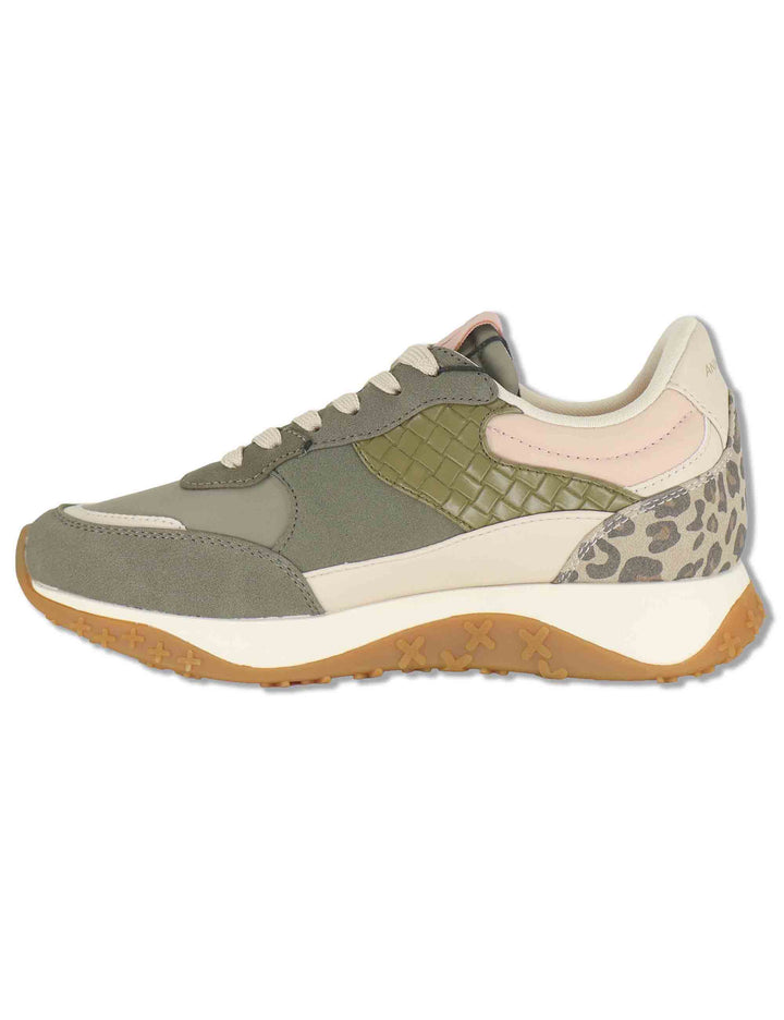 Sneakers donna in tessuto verde con inserti a contrasto 100% vegan F6STAR01 MIL Save The Duck 