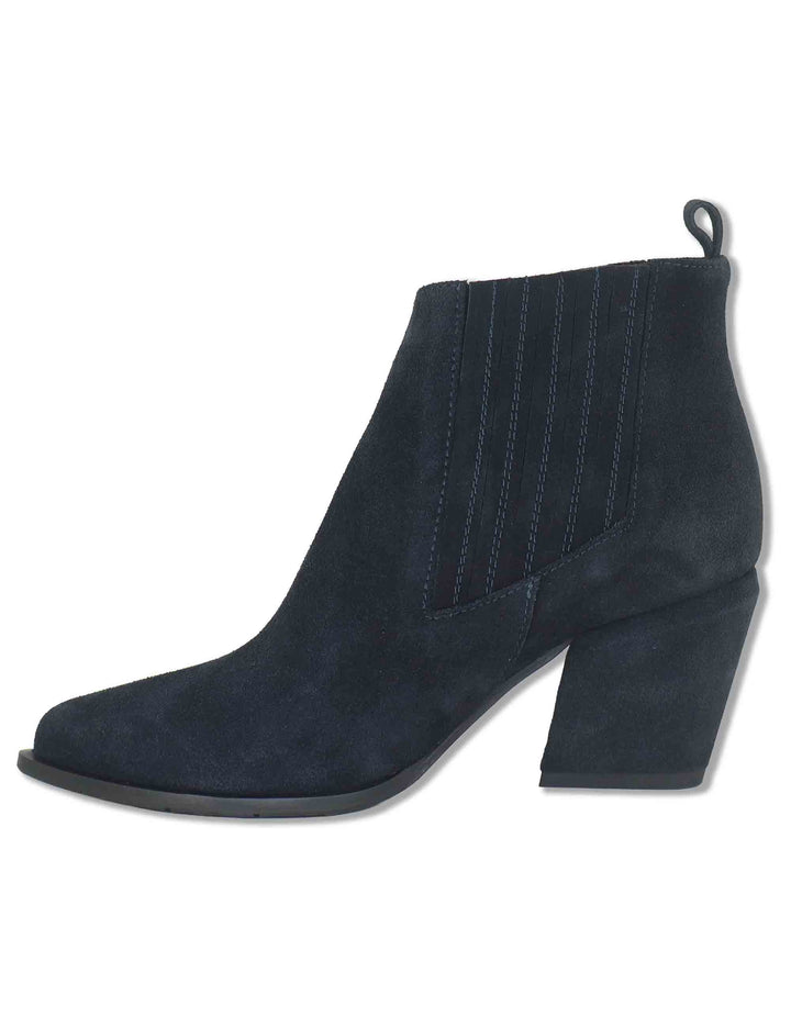 Stivaletti beatles donna in camoscio blu con elastici tono su tono tacco fasciato e punta a punta SP1025 002 Spatarella 