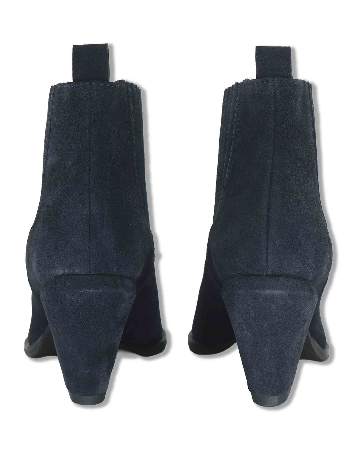 Stivaletti beatles donna in camoscio blu con elastici tono su tono tacco fasciato e punta a punta SP1025 002 Spatarella 