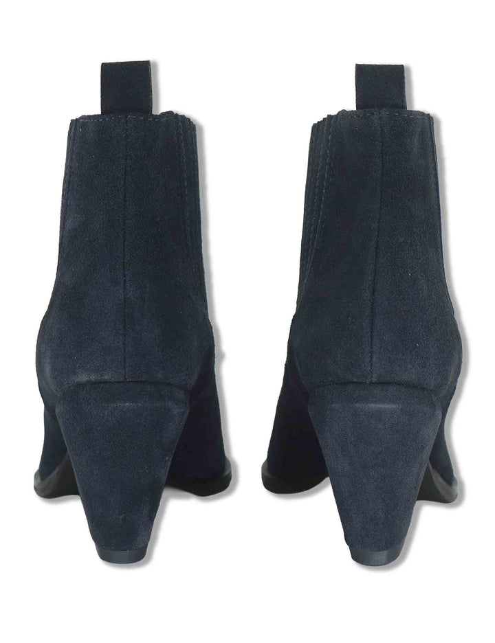 Stivaletti beatles donna in camoscio blu con elastici tono su tono tacco fasciato e punta a punta SP1025 002 Spatarella 