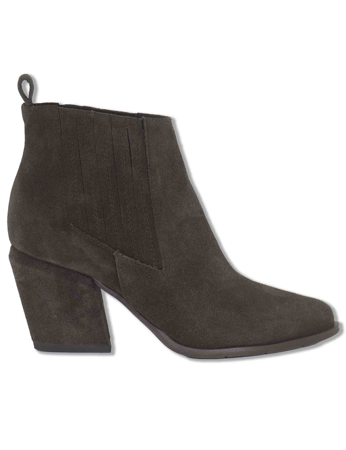 Stivaletti beatles donna in camoscio marrone con elastici tono su tono tacco fasciato e punta a punta SP1025 014 Spatarella 