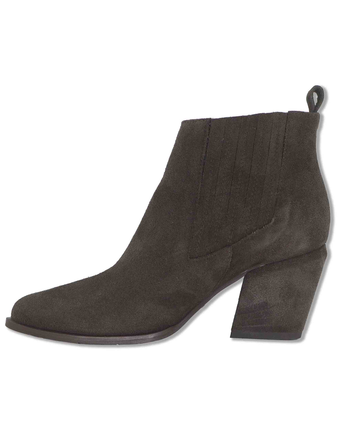 Stivaletti beatles donna in camoscio marrone con elastici tono su tono tacco fasciato e punta a punta SP1025 014 Spatarella 