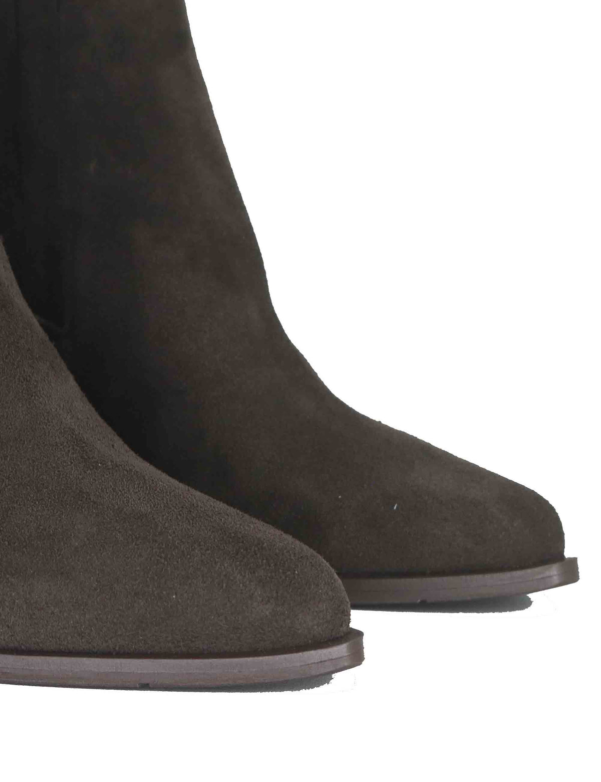 Stivaletti beatles donna in camoscio marrone con elastici tono su tono tacco fasciato e punta a punta SP1025 014 Spatarella 