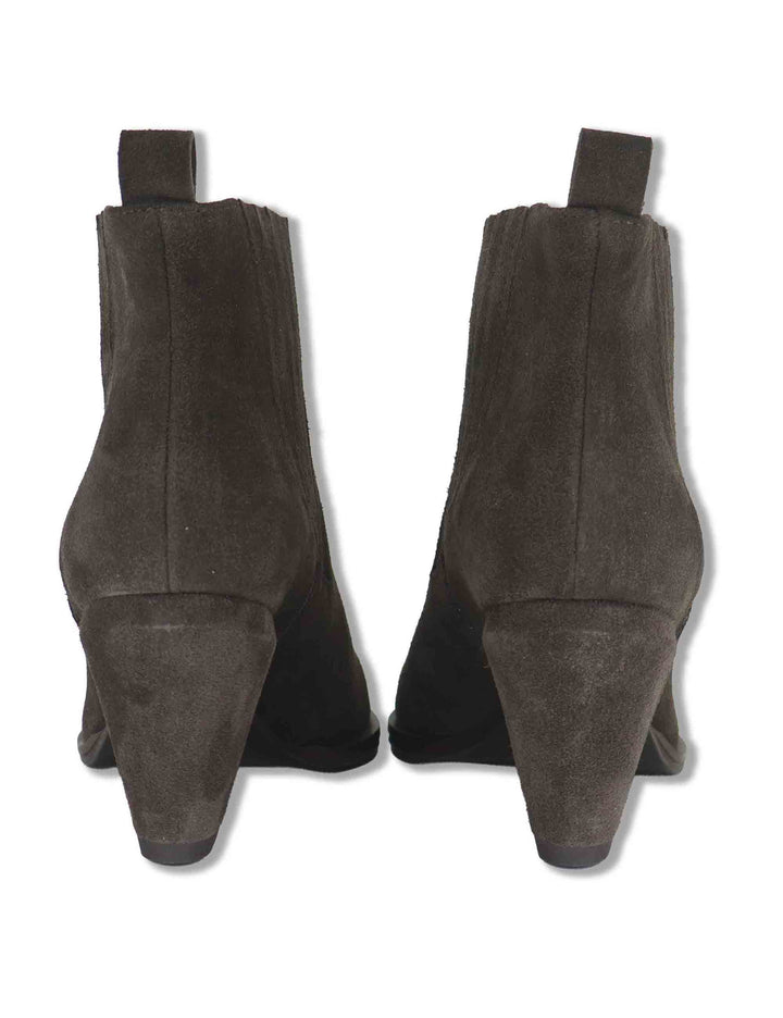 Stivaletti beatles donna in camoscio marrone con elastici tono su tono tacco fasciato e punta a punta SP1025 014 Spatarella 