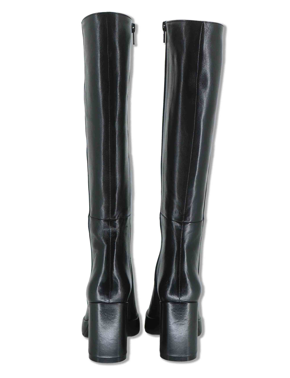 Stivali donna in pelle nera con tacco alto plateau zip interna e punta a punta SP2344 001 Spatarella 