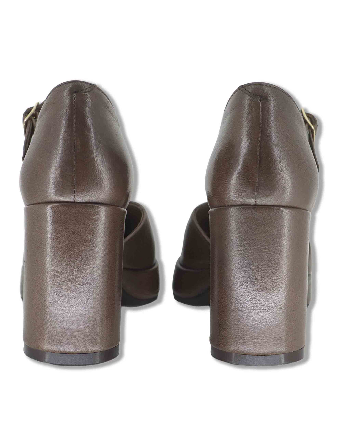 Decollete donna in pelle taupe con cinturino regolabile tacco alto plateau e punta a punta SP2346 029 Spatarella 