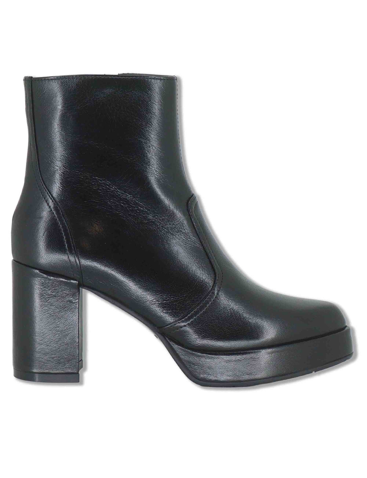 Stivaletti donna in pelle nera con tacco alto plateau zip interna e punta a punta SP2347 001 Spatarella 