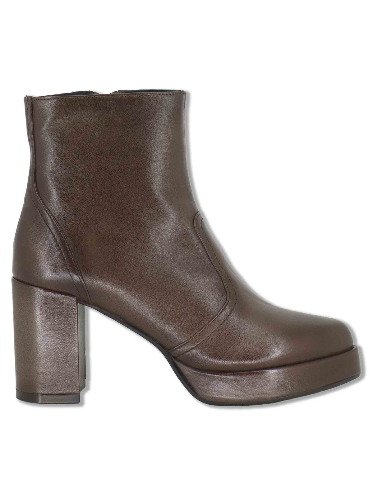 Stivaletti donna in pelle taupe con tacco alto plateau zip interna e punta a punta SP2347 029 Spatarella 