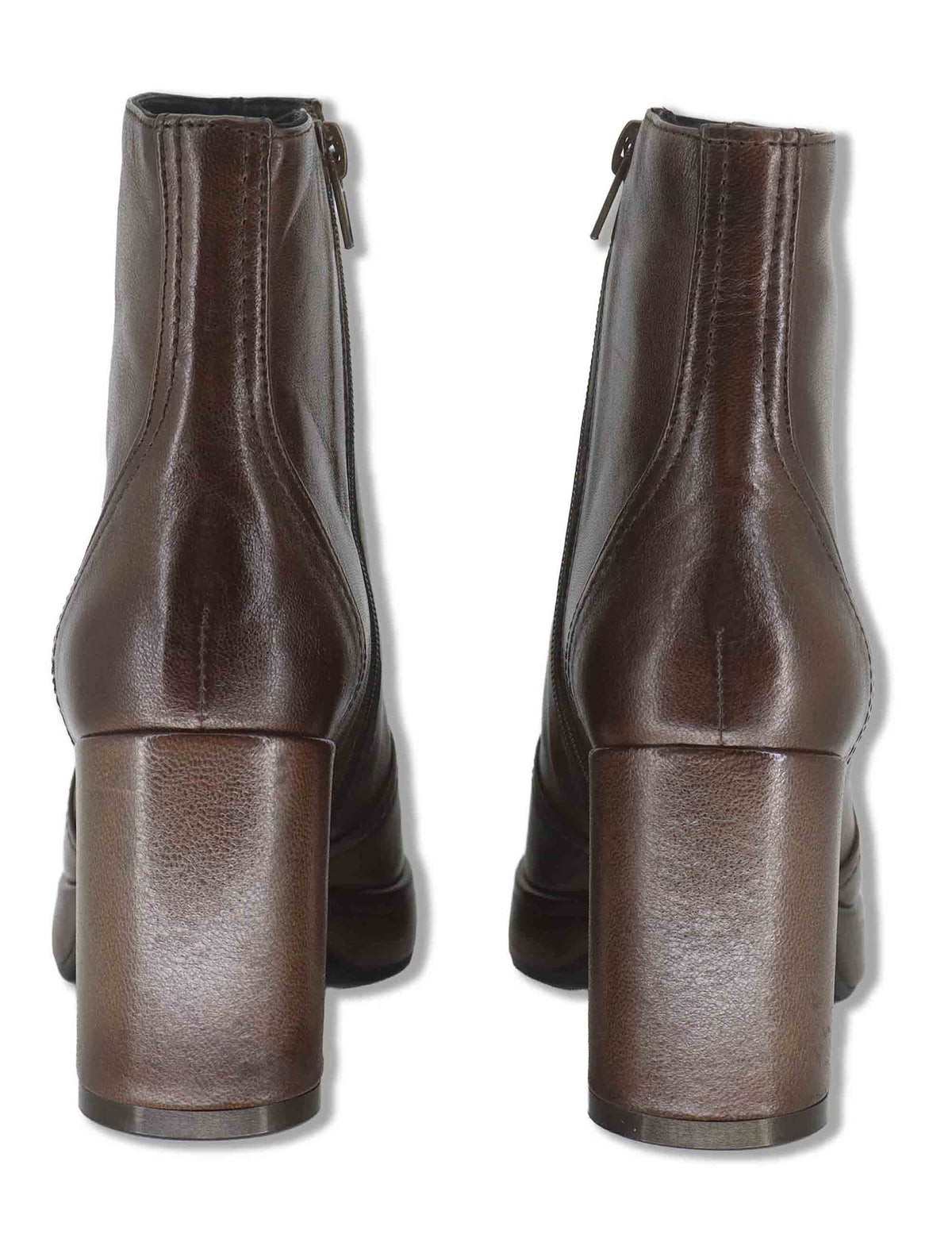 Stivaletti donna in pelle taupe con tacco alto plateau zip interna e punta a punta SP2347 029 Spatarella 