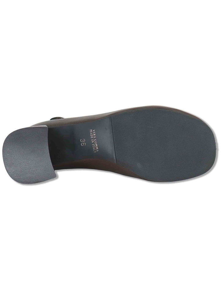 Decollete donna in pelle marrone con cinturino nero tacco fasciato e punta tonda SP2608 014 Spatarella 